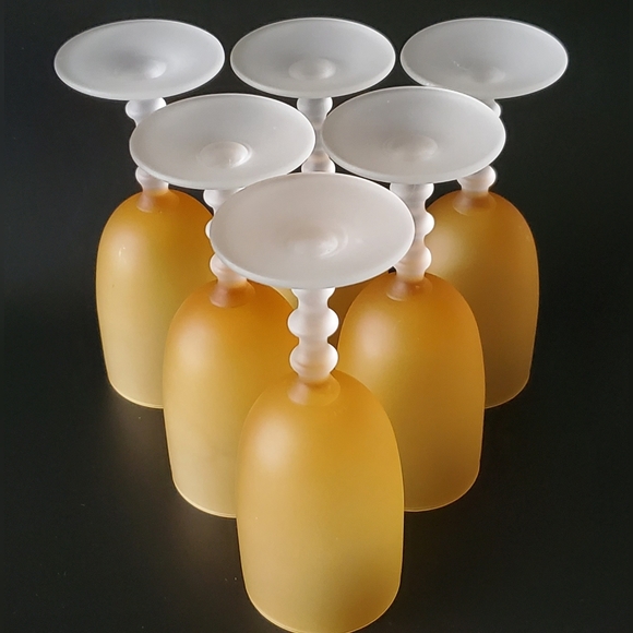 (6) Murano MCM Amber Satin 6" Wine Glasses - Picture 7 of 12